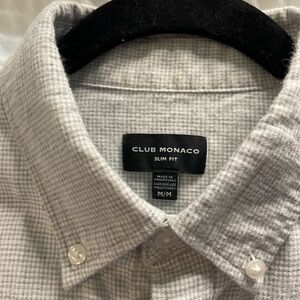 Club Monaco Light Gray Flannel Houndstooth Shirt